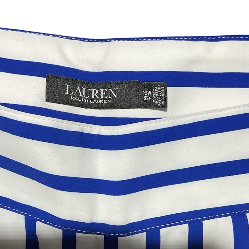 Lauren Ralph Lauren Blue and White Striped Wide Leg Pants - Picture 6 of 8